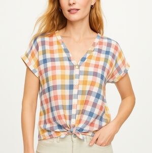 Ann Taylor LOFT Plaid Button-Up Blouse Women's Size Medium